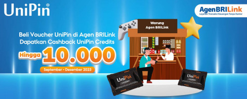 Beli Voucher UniPin di Agen BRILink Dapatkan Bonus UniPin Credits 10%!